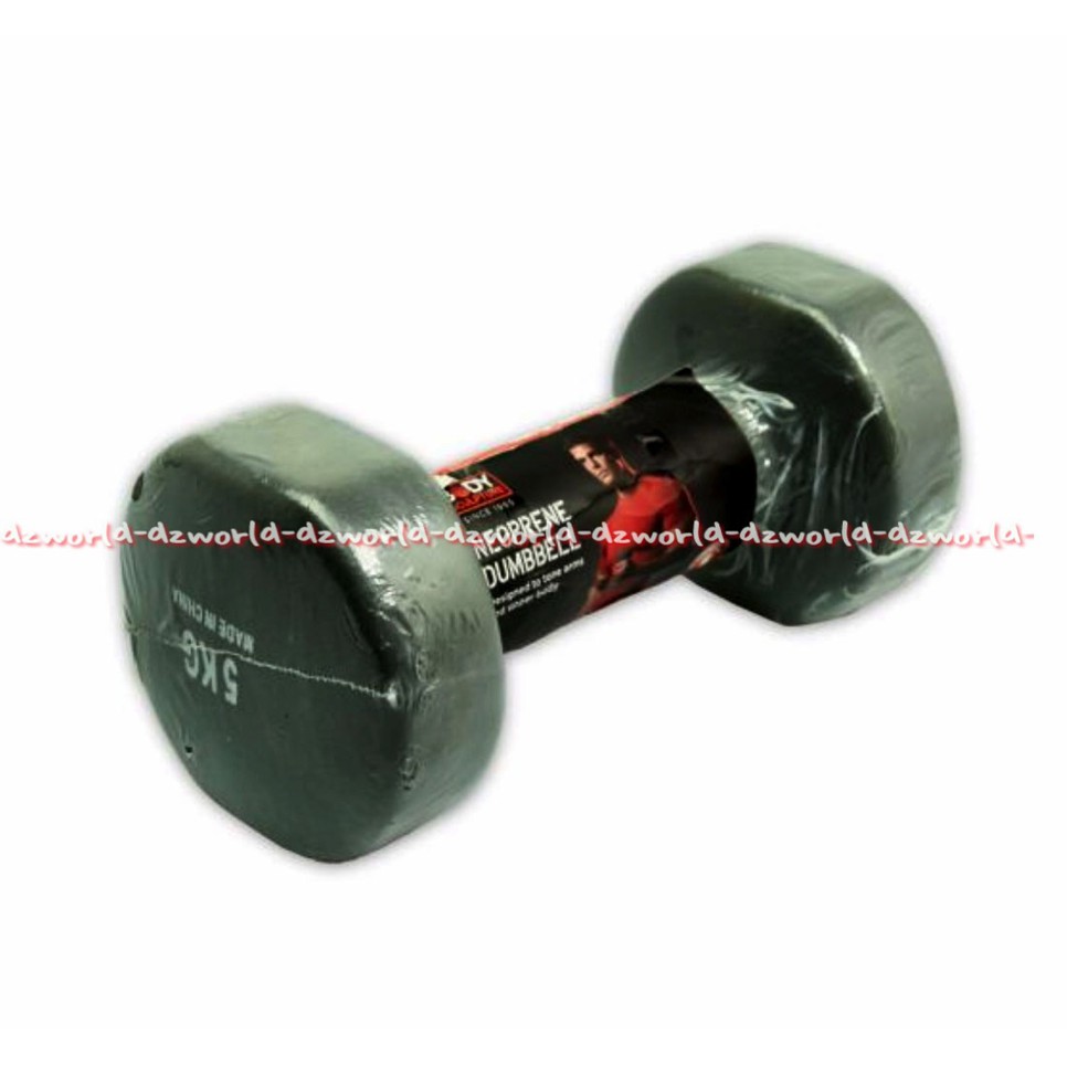 Berwyn Dumbbell Neoprene 5kg Peralatan Olahraga Barbel Hitam 5 kg Dumbel Berwin Black Barbell Warna Hitam