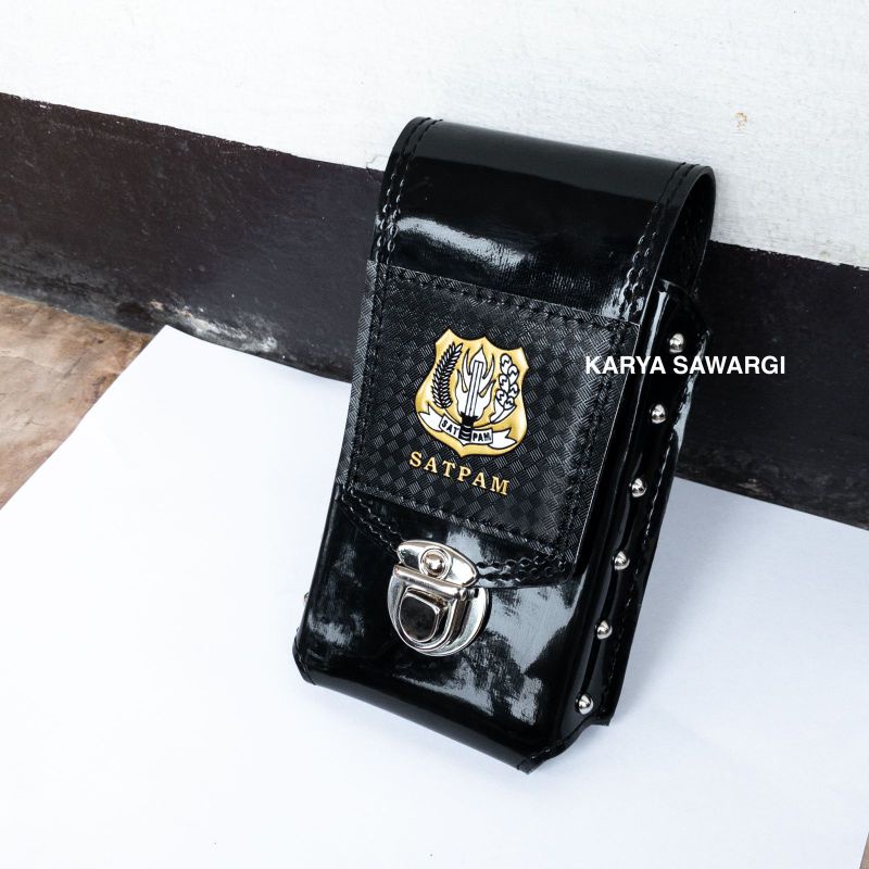 Sarung HP Pinggang Satpam Security kulit Kilap