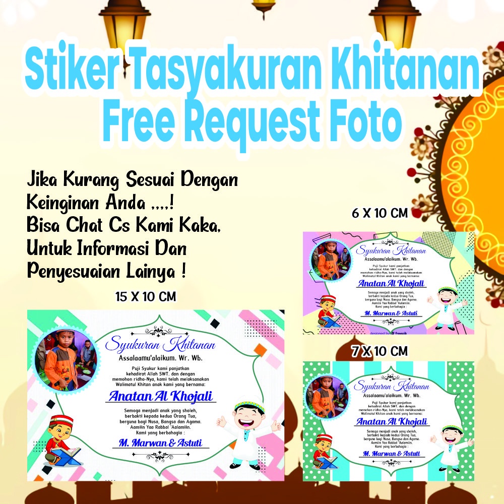 

Stiker Khitanan Free Request Foto dan tulisan
