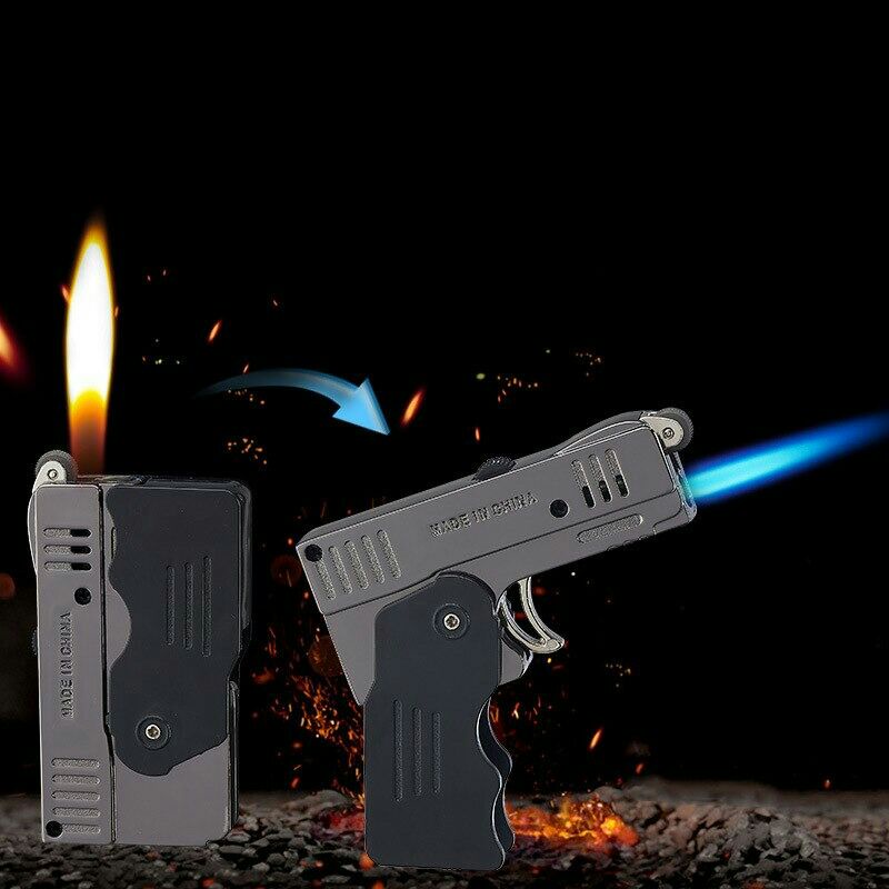 Korek Api Gas Double Fire Pistol Butane Torch Jet Windproof Morping Hq0030