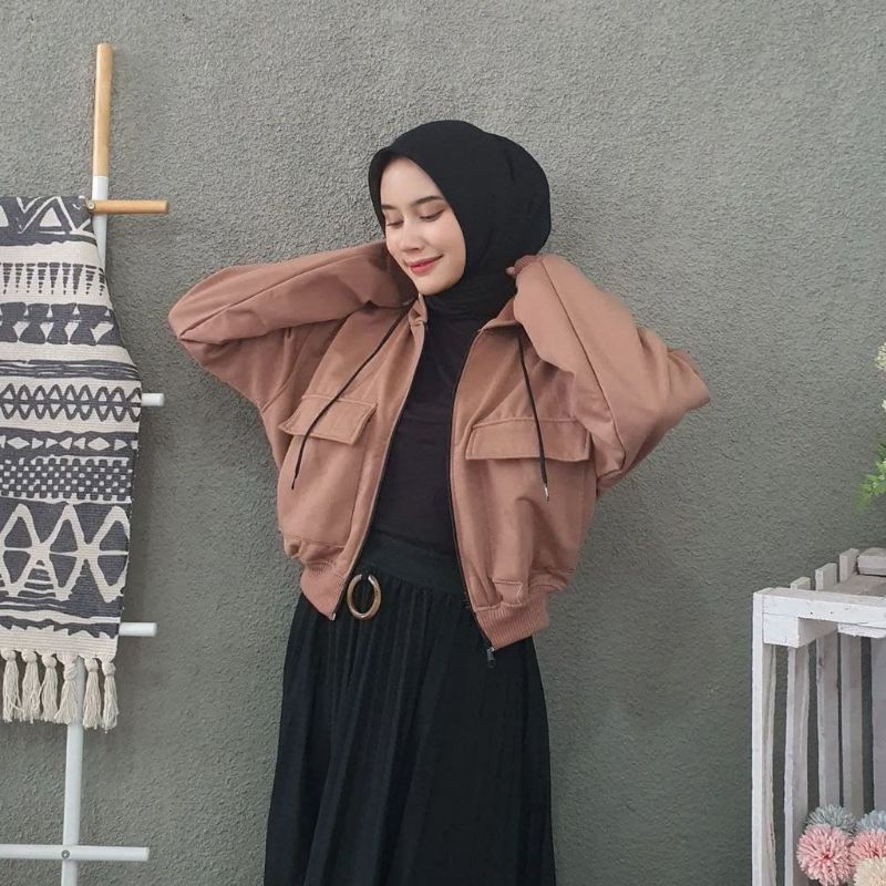 ZARA JACKET HOODIE CROP | Jaket Wanita Crop Style Korean | Sweater Croope