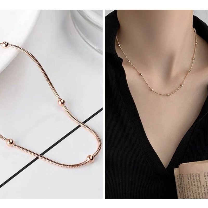 Kalung Korea Simple Titanium Premium Rosegold Amanda