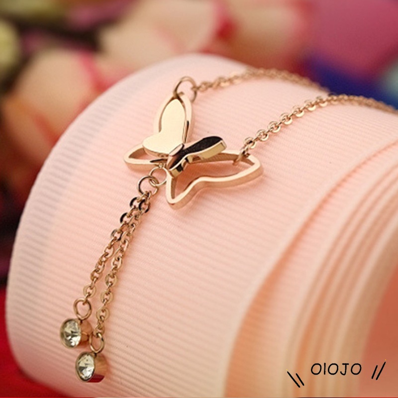 Fashion Gelang Kaki Dan Tangan Rantai Alloy Ala Korea Dengan Liontin Butterfly Kupu-kupu - ol-3