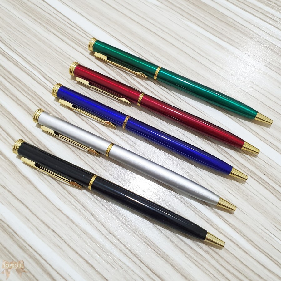 

HITAM Pulpen 3 Kancing Emas / Pena Besi Metal Gift Souvenir Pen Gold