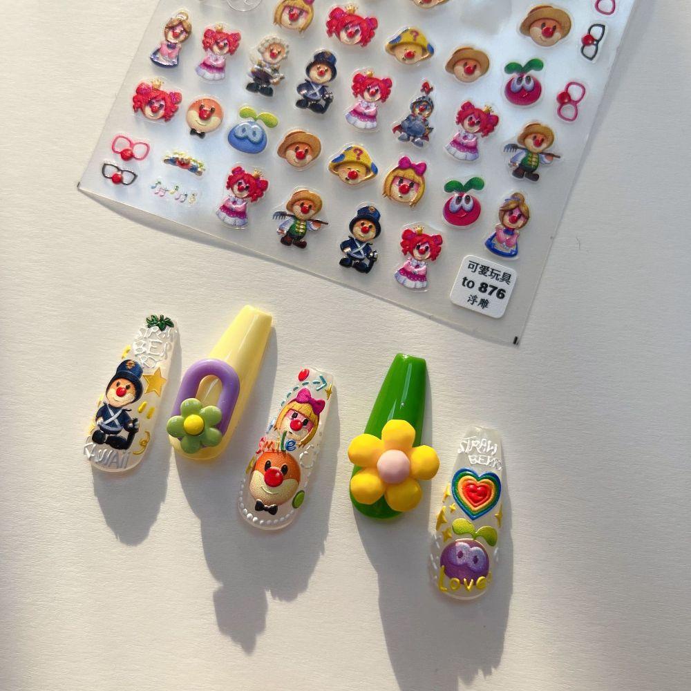 Mxbeauty Stiker Timbul Kuku Anime Gadis Kuku Kecantikan Dekorasi Kuku Salon Kuku 5D Stiker Perekat