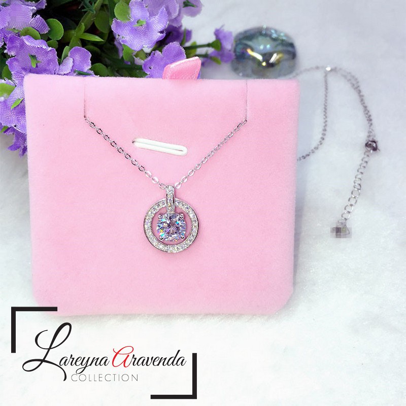 Kalung Titanium Wanita Liontin Model Ring Kristal Crystal Swarovski Putar KL060