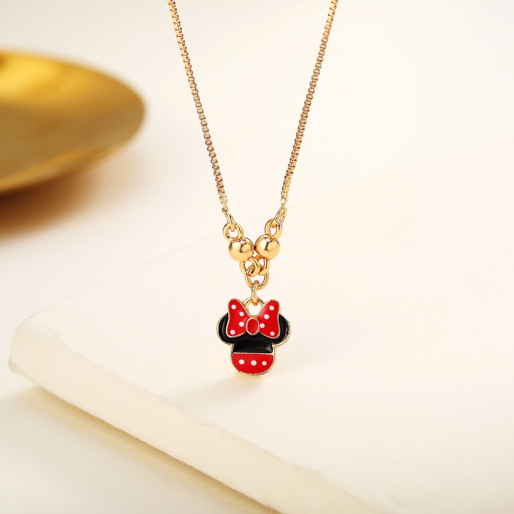 Y410 Kalung Anak Perempuan Titanium Mickey Mouse Kalung Anak Titanium Asli Tidak Luntur Aksesoris Anak