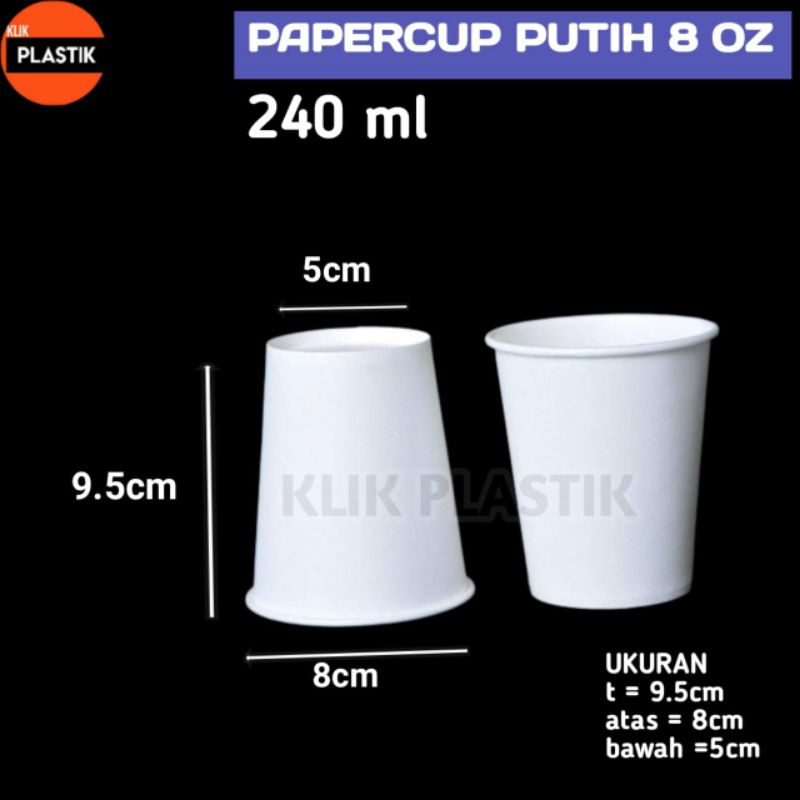 

50PCS GELAS PAPER CUP 8OZ KERTAS POLOS FOAM PUTIH KECIL MINI HOT KOPI PANAS COFFE