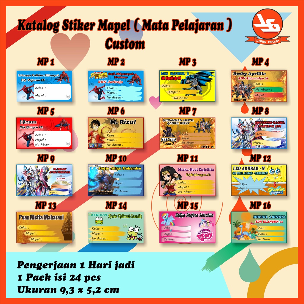 

Stiker Mapel ( isi 24 pcs)/ Mata Pelajaran/ Label Buku Mata Pelajaran