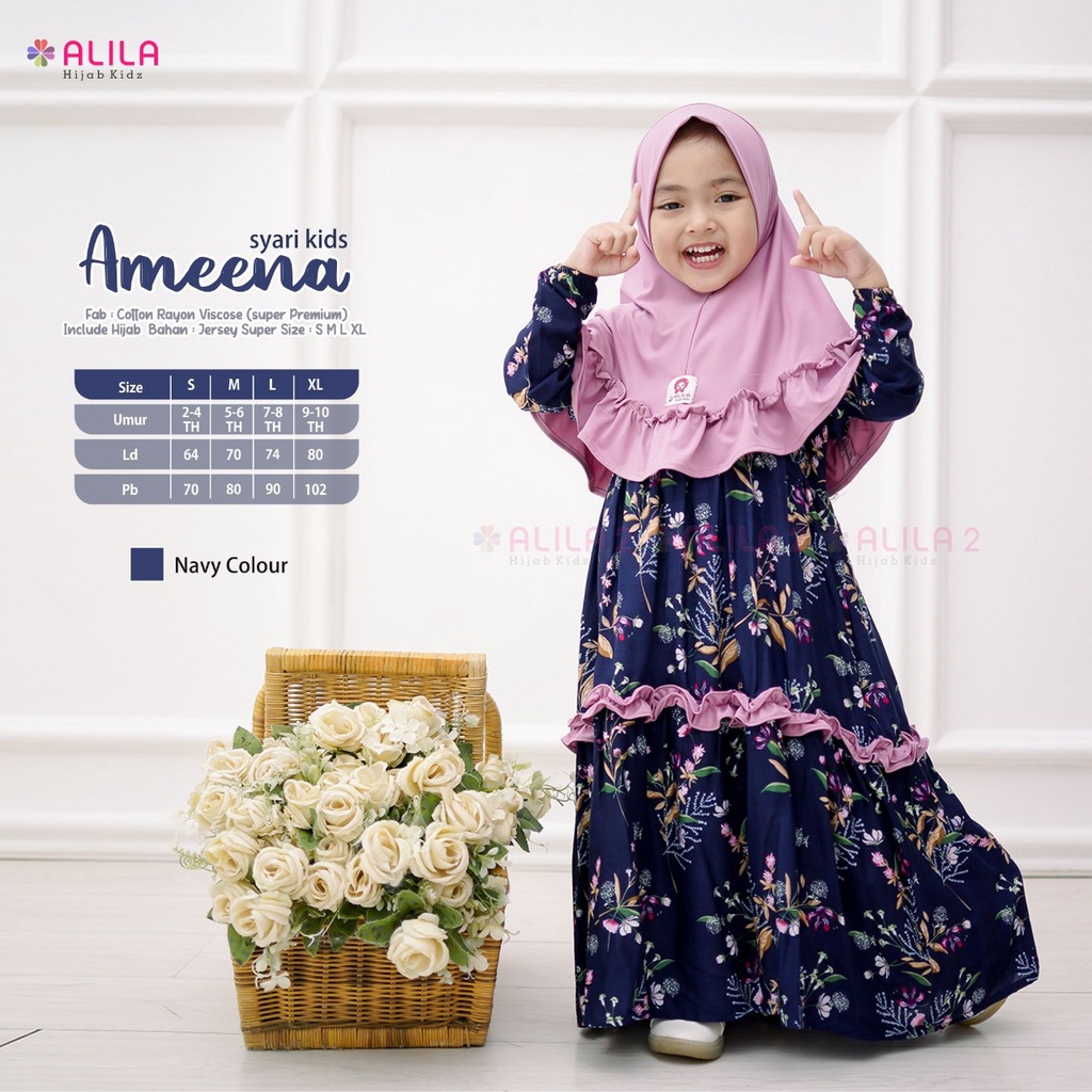 RESTOK AMEENA ELYSIA SYARI KIDS GAMIS ANAK HIJAB ORI ALILA
