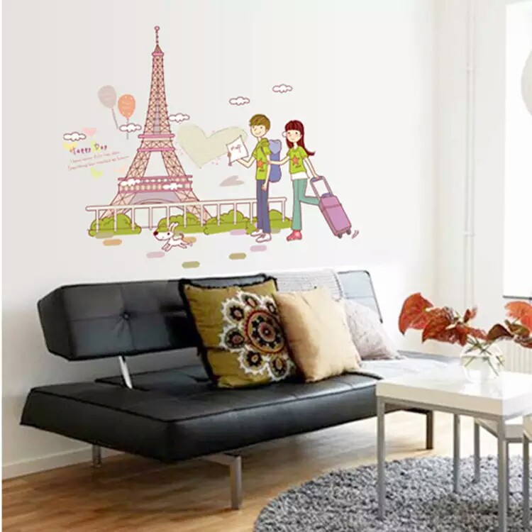 RELIZA Wall Sticker / Stiker Dinding COUPLE N EIFFEL IN LOVE PARIS AY7201