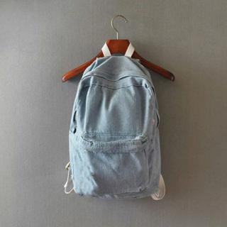 blue denim backpack