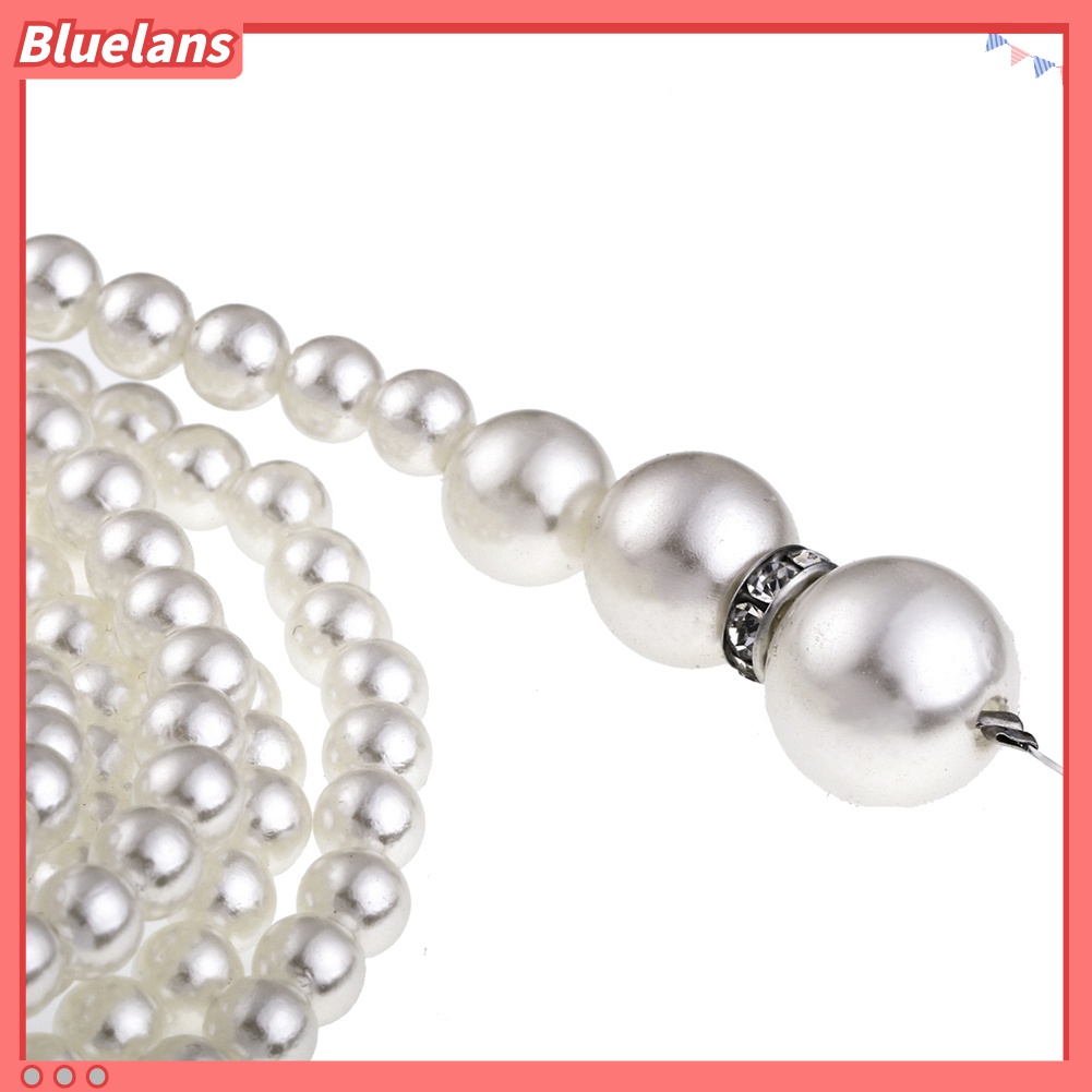 2pcs / Set Kalung Rantai Panjang Double Layer Aksen Mutiara Imitasi Untuk Wanita