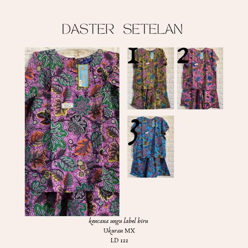 Daster Kencana Ungu Label biru 01 | daster setelan