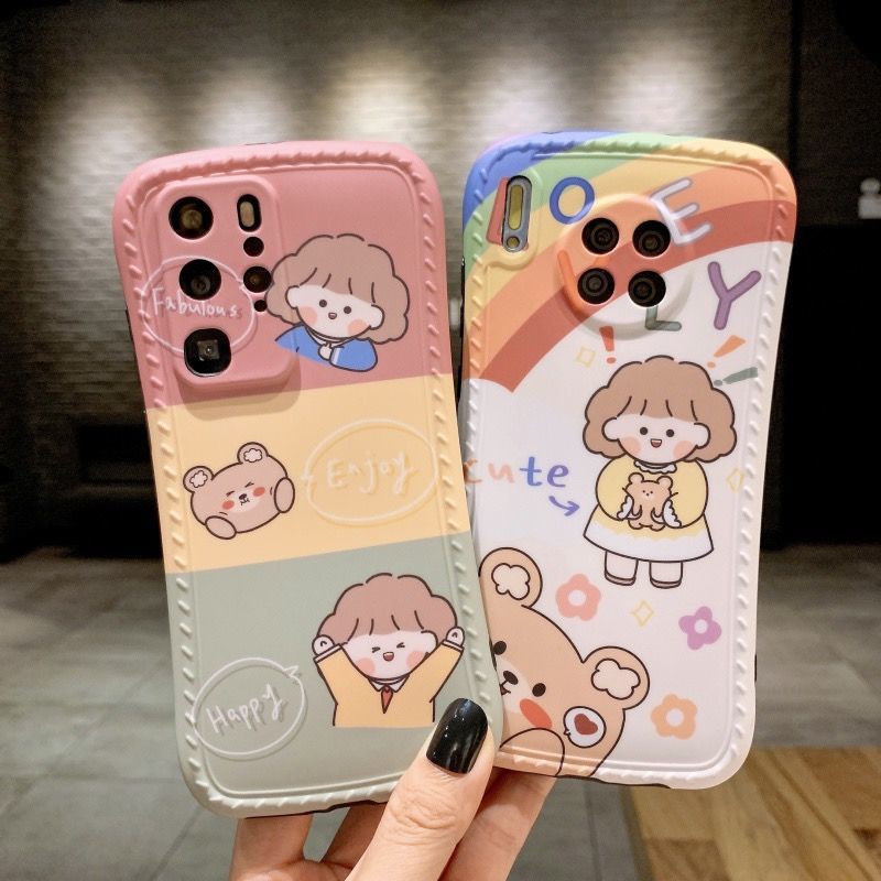 Casing Soft Case Huawei Motif Wanita Berwajah Lucu Dengan Ring Holder