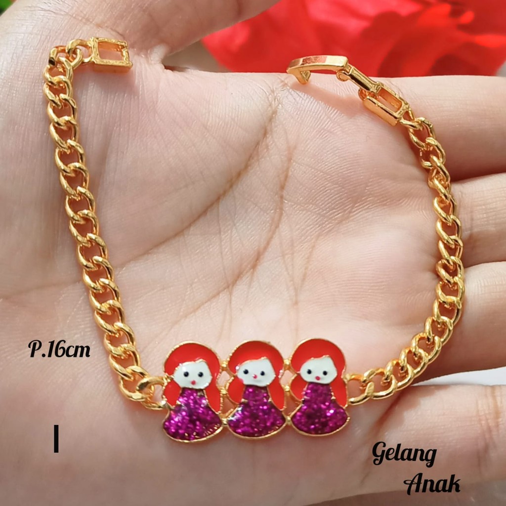 Gelang TITANIUM Anak Rantai Karakter varian Motif Perhiasan Anak Gold Limited edition (COD)