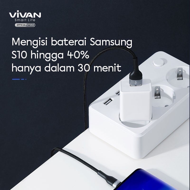 Kabel Data VIVAN 3Q Micro Type C Iphone 100cm Nilon Fast Charging 3A VXM 100 VXC100 VXL100