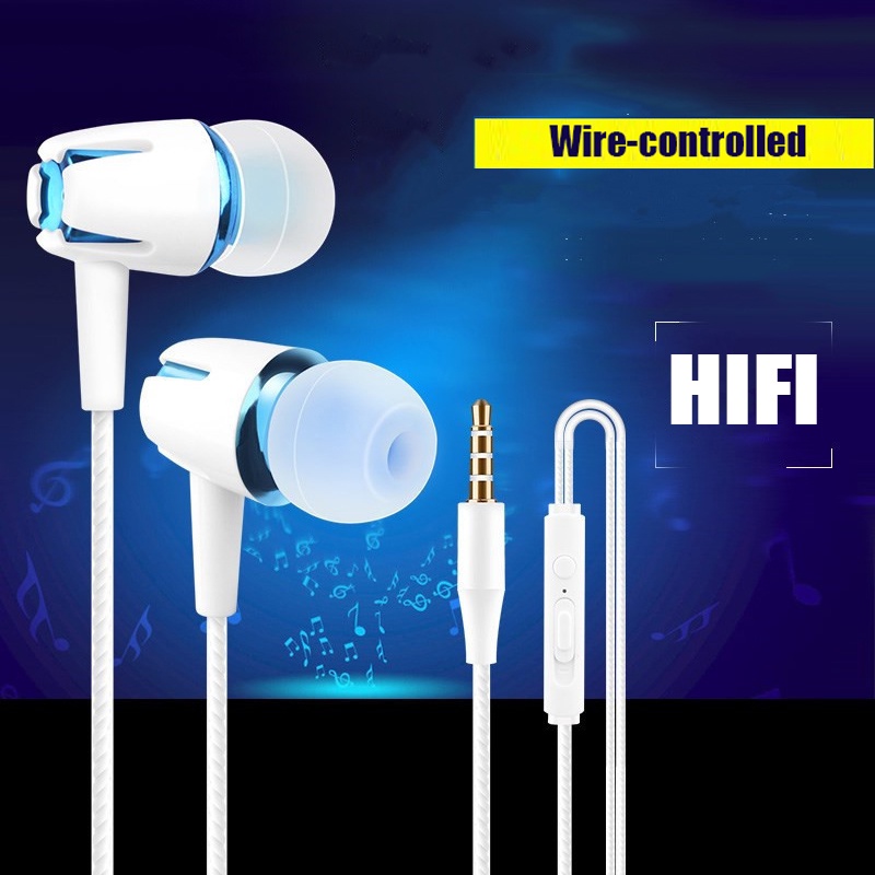 3.5mm Kabel Dengan Mic Musik Call Accessorie HiFi Suara Kawat-Terkontrol In-ear Earphone Universal Untuk Ponsel Android PC Peredam Suara Stereo