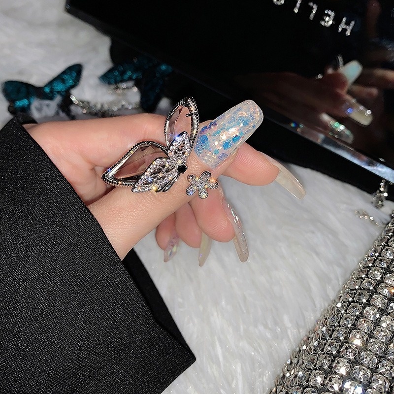 Cincin Model Terbuka Desain Butterfly Gaya Korea Untuk Wanita