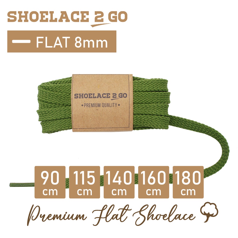 SHOELACE 2 GO PREMIUM TALI SEPATU GEPENG PIPIH FLAT - SF8 - K1 - GREEN ARMY - 8MM