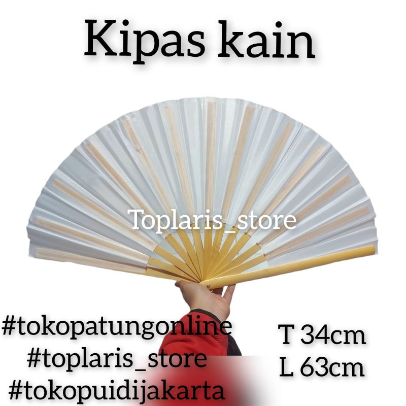 Kipas China Lipat Kain Lukis Polos Premium