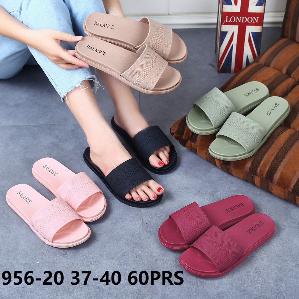 Balance 956 20 Sandal Wanita Slop Motif Rajut Polos Baru 100% Original Jelly Impor Ringan Lembut