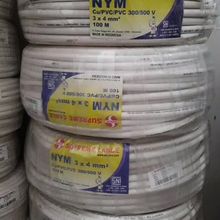 Kabel Listrik Kawat Putih NYM 3 x 4 3x4 Supreme (Meteran) Kabel NYM 3 x 4mm  3x4mm Supreme (Meteran)