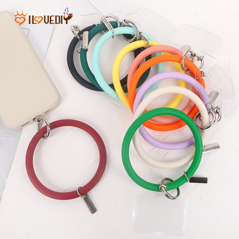 Tali Lanyard Handphone Universal Bahan Silikon Lembut Anti Hilang Dengan Slot Kartu