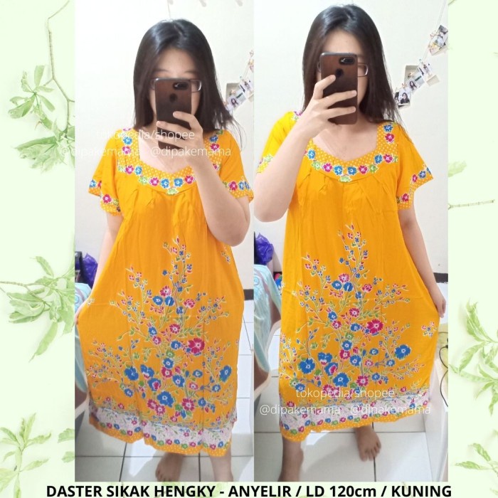 Daster Hengky Sikak ANYELIR TERBARU SEPATU BINTANG roda Baju Tidur Daster Batik Murah Harga Pabrik DASTER WANITA TERLARIS-ANYELIR-Kuning