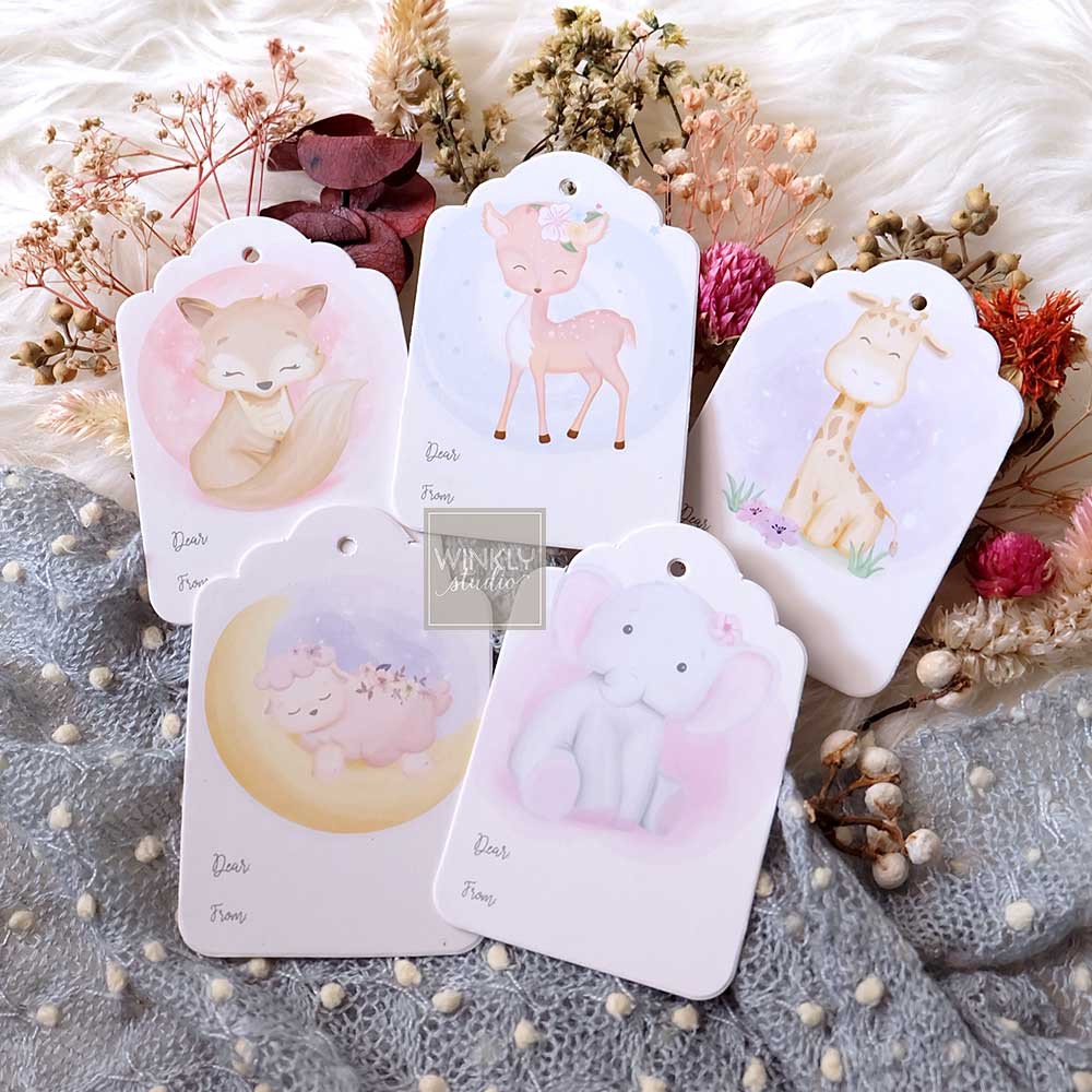 25pcs Hang Tag Blank Hangtag Card Mini Kartu Ucapan ThankYou ANIMAL