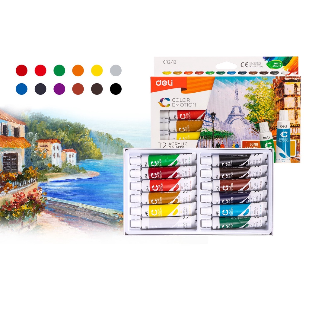 

CAT AKRILIK LUKIS DELI 12 WARNA ACRYLIC COLOURS 12 ML BAGUS C12-12