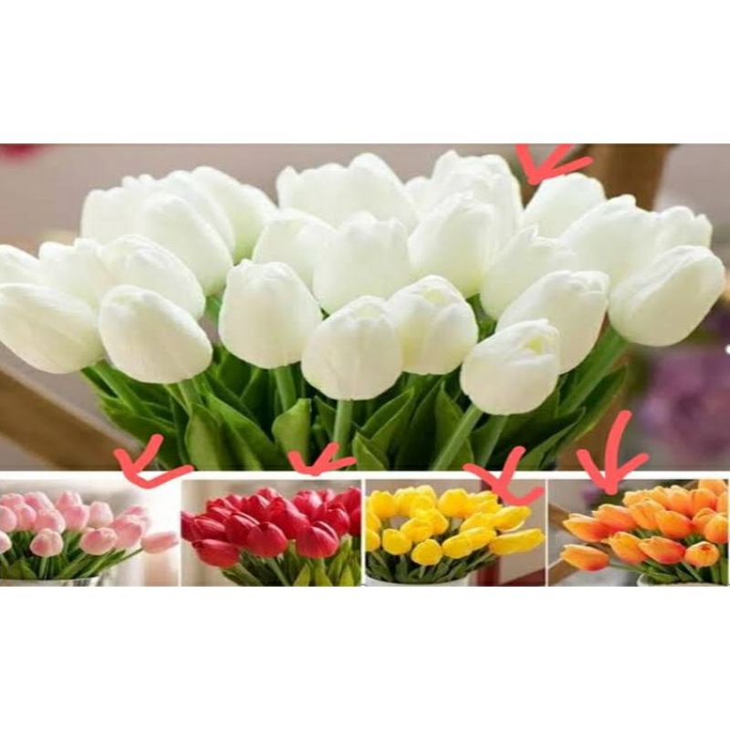 Tangkai Bunga Tanaman Hias Plastik Artificial / Dekorasi Bunga Tulip Eucalyptus Krisan Seruni Edelweis / Bucket