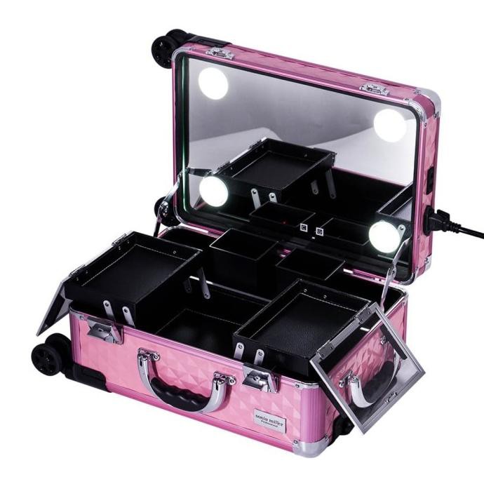 Sonia Miller Beauty Makeup Case Koper Cosmetic Box Lampu 4 tanam DPINK