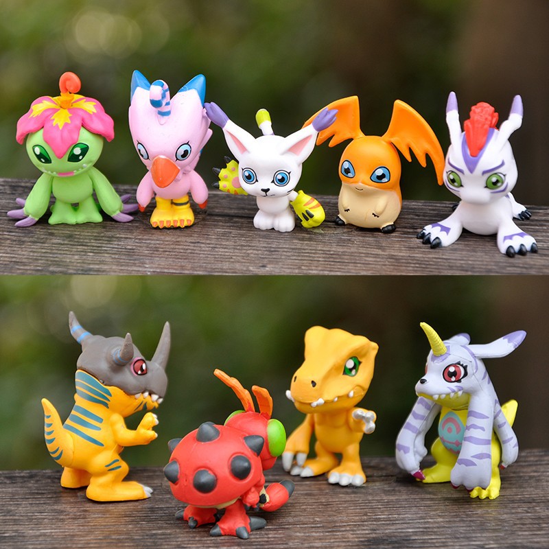 Digimon Set Figure Greymon Agumon Gabumon Pajangan Kue isi 9pcs