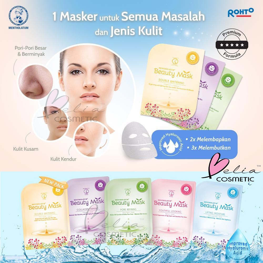 ❤ BELIA ❤ Rohto Mentholatum Beauty Mask Sheet Mask 24mL | Revitalize Peel Off Mask 40g | paper mask masker wajah kecantikan