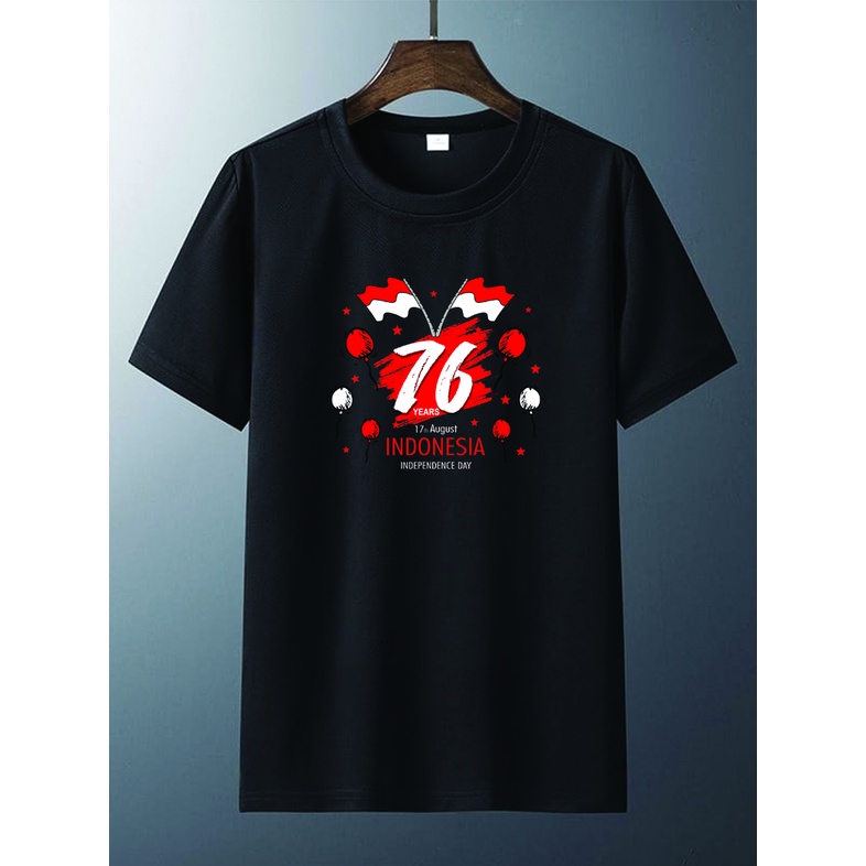 FF KAOS PRIA II KAOS DISTRO SABLON DIGITAL BERKUALITAS BISA UNISEX  HUT RI EDITION KE 76