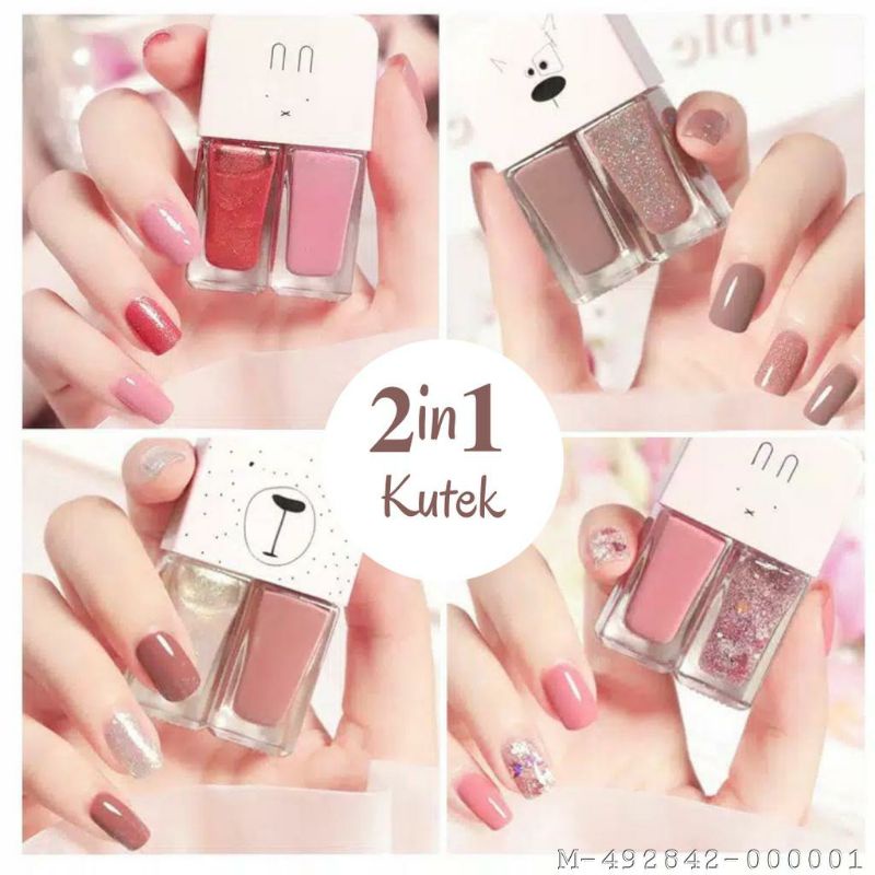 FEALI 2IN1 KUTEK HALAL KUTEKS 2 TONE KUTEK KOREA Cat Kuku muslimah Gel Nail polish