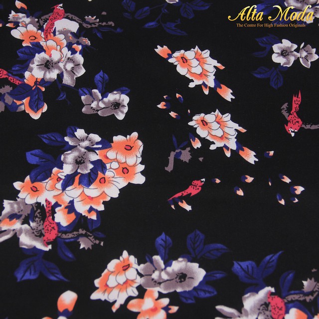 

Alta Moda Katun Stretch Hitam Motif Bunga Biru Orange (1M)