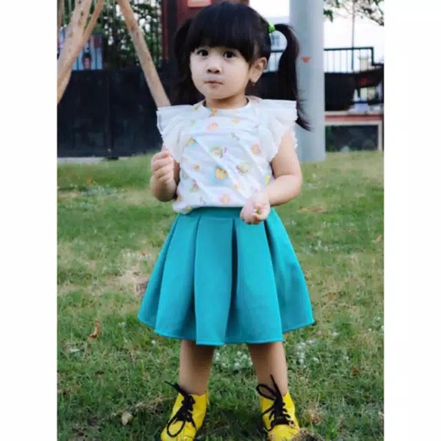 Rok Bubble Skirt Anak Perempuan All size 2-4 Tahun Scuba Premium Karet Pinggang Full