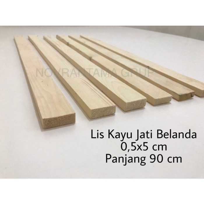Lis kayu Pinus Jati Belanda 0,5x5 cm panjang 90cm, 5x50mm