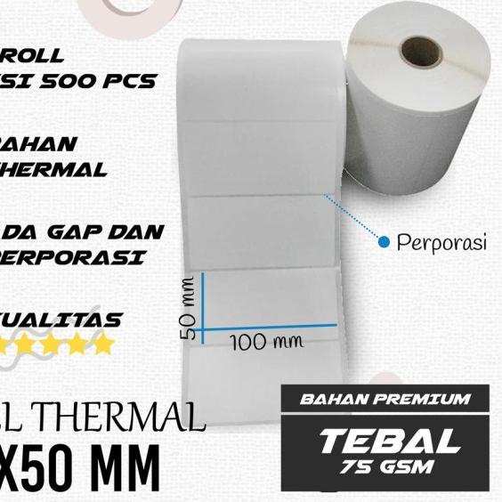 

[PROMO] STICKER LABEL THERMAL 100X50 MM THERMAL 100 X 50 ISI 500 PCS