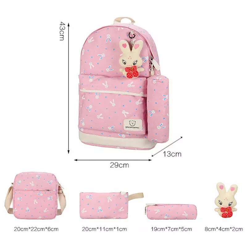 Tas Wanita Ransel Anak Sekolah playboy Backpack Fashion 4 IN 1 Tanpa Gantungan