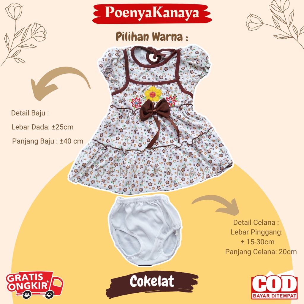 Dress Bayi Pendek Bunga Pita Matahari Syifana 0-6 Bulan DS83