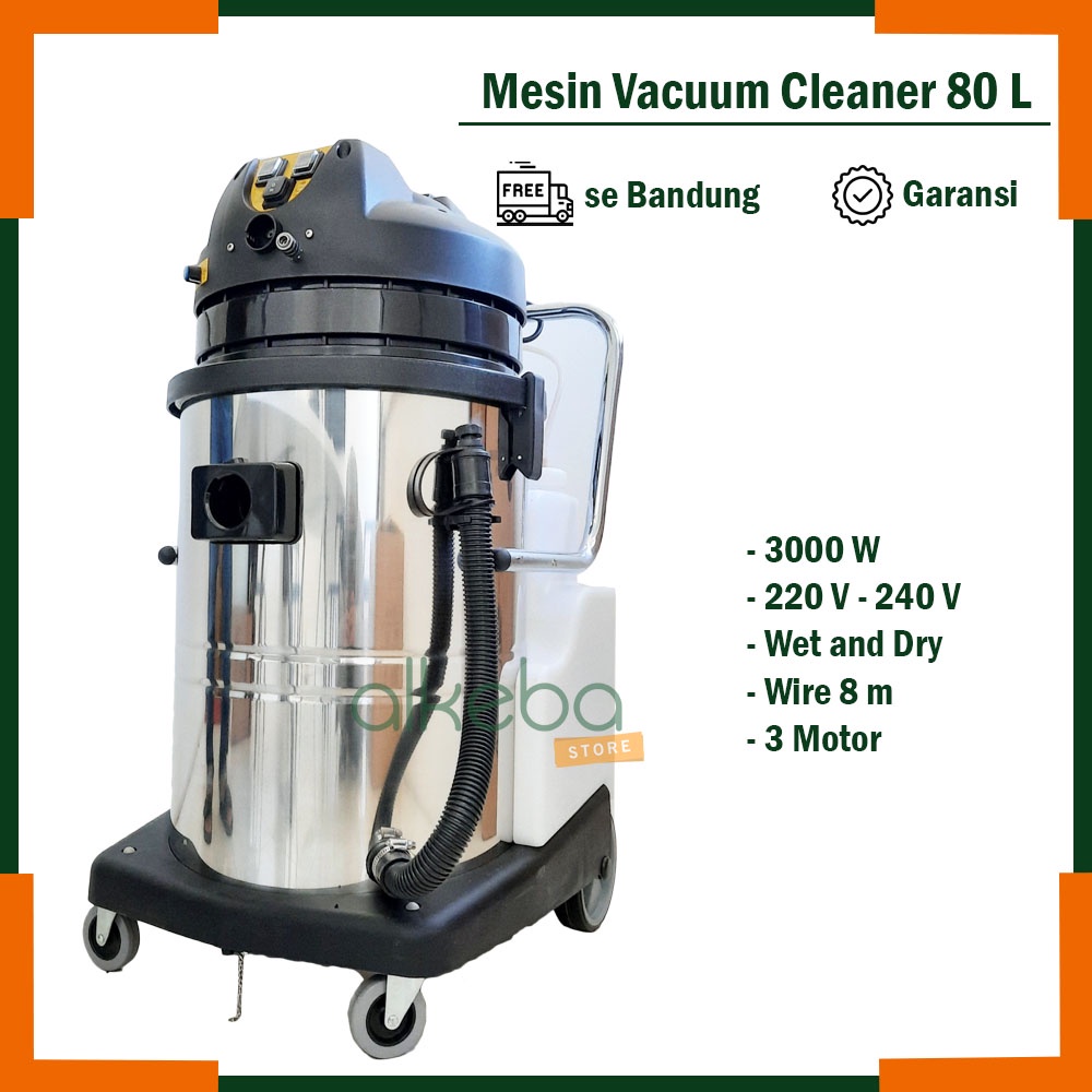 Mesin Vacuum Cleaner 80 Liter Wet &amp; Dry 3 Motor / sedot debu industry