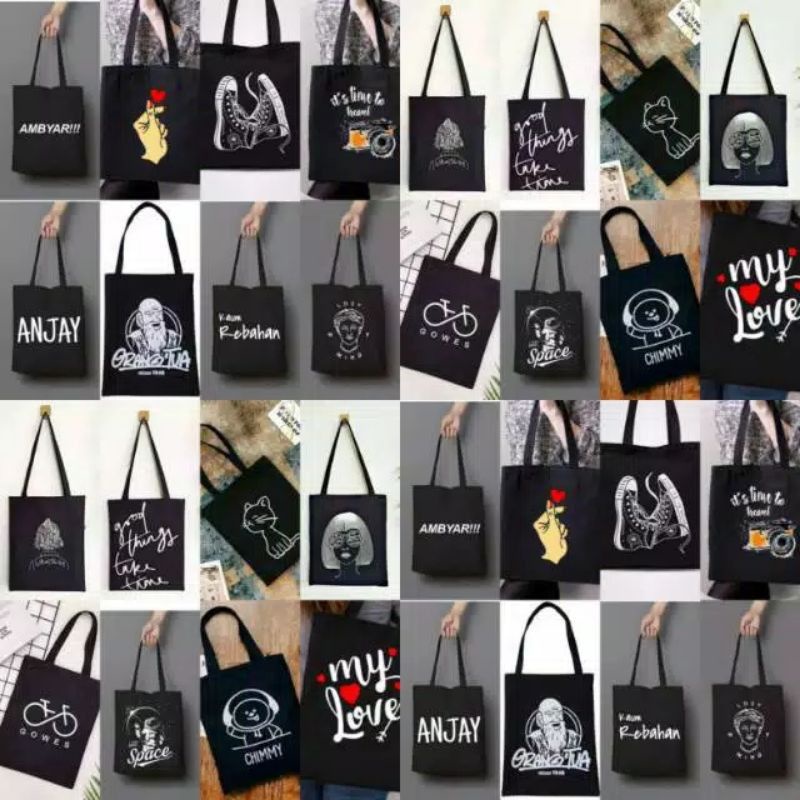 TOTE BAG tote bag kpop Murah Tas Wanita Custom Motif Kanvas Tas Kuliah Cewek Tote