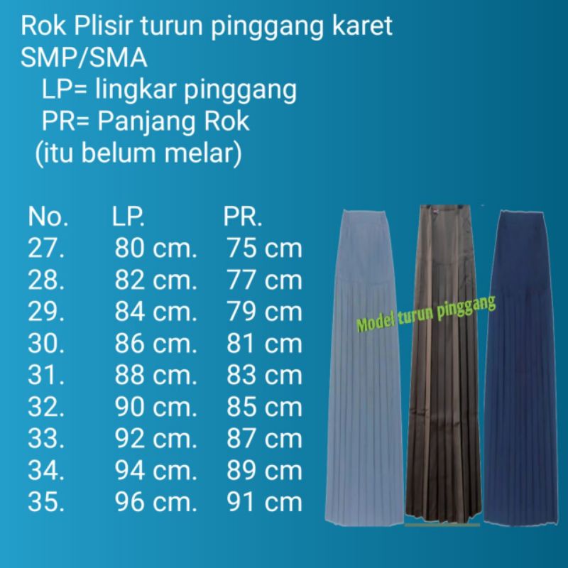 Rok turun pinggang karet SMP/SMA