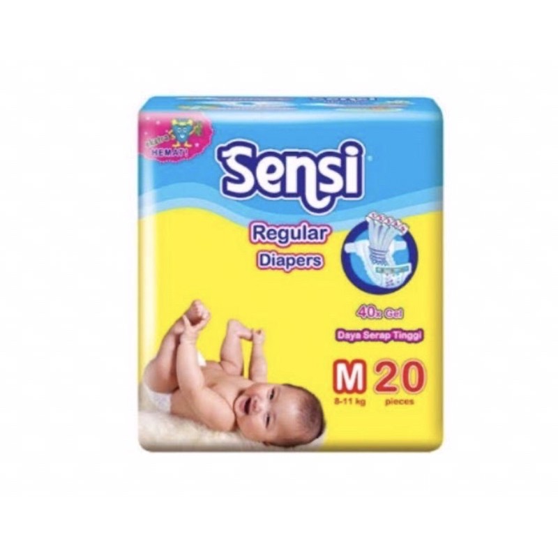 Sensi Reguler Diapers Diaper S20 M20 L20 - Sensi Popok Bayi Perekat Sekali Pakai Size S M L