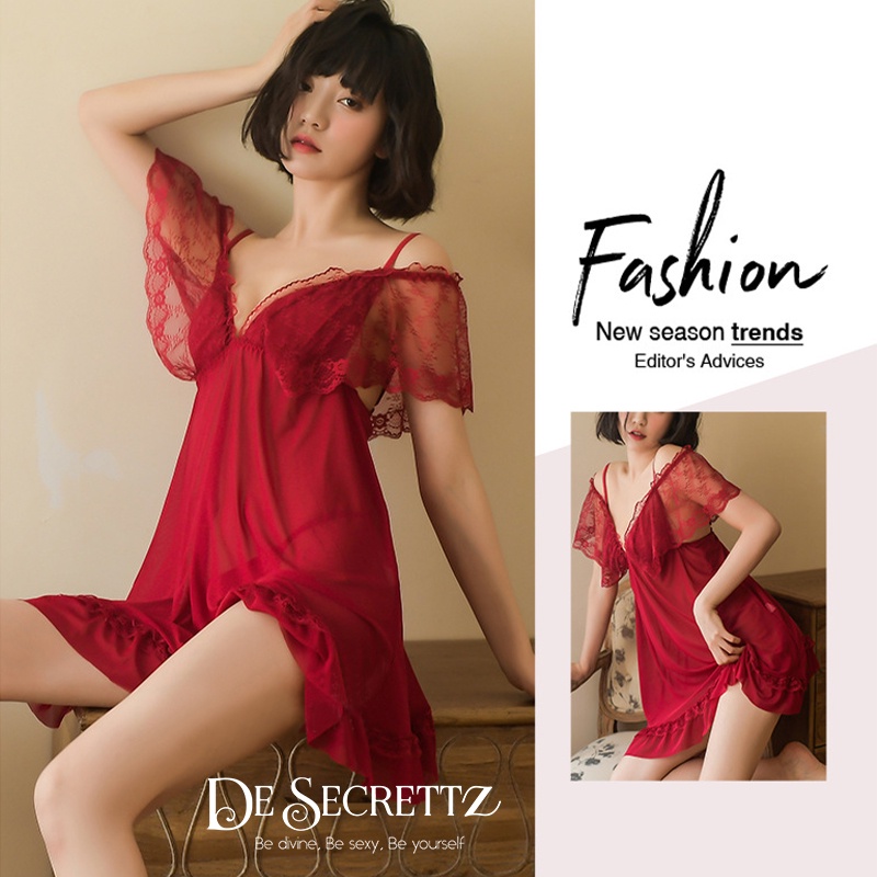 DeSecrettz DAISY Baju Tidur Wanita Dewasa Model Lingerie Big Size, Includes Lingerie Sexy + G String, Baju Tidur Wanita Sexy, Baju Haram Sexy, Baju Dinas Depan Suami, Babydoll Lingerie, Pakaian Dalam Wanita Sexy, Lingerie Murah, Sexy Lingerie, Sleepwear-4
