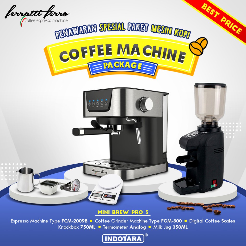 Paket mesin kopi Espresso Mini Brew Pro 1 - 2 - 3