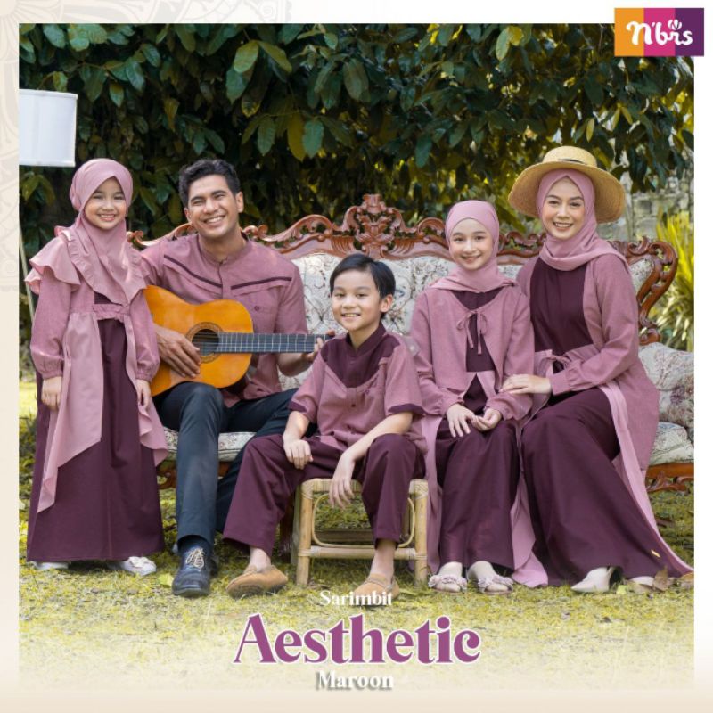 Sarimbit lebaran 2022 | Sarimbit Nibras Aesthetic MARON | baju lebaran |Gamis couple | gamis anak re